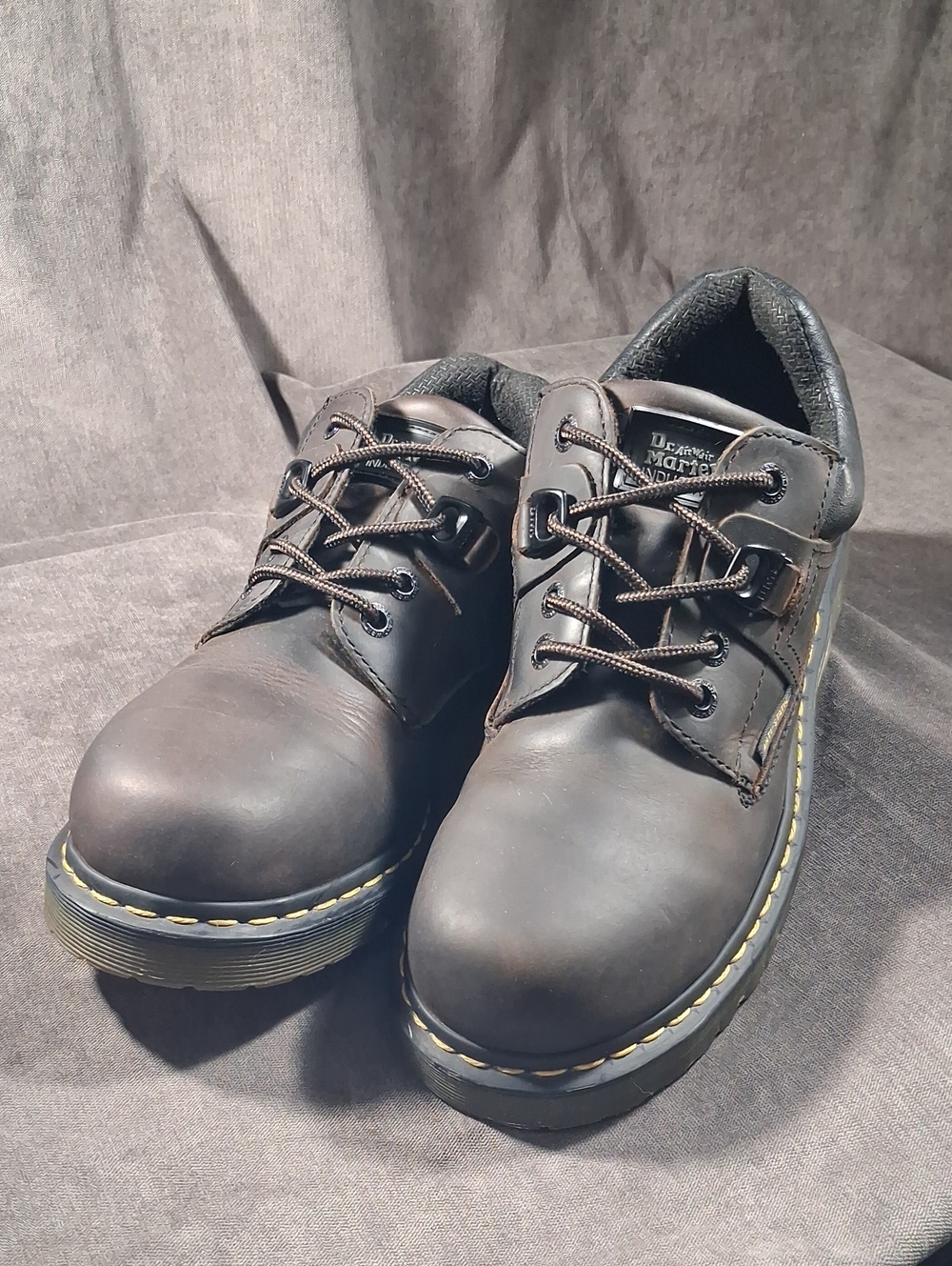 Dr. Martens Industrial Anti-Static Brown Leather Lace Up Safety Shoes G US 11